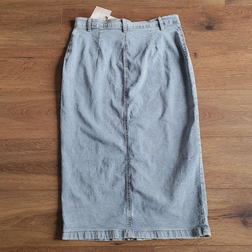 NEW Blue Denim Button Front Maxi Skirt Sz 11 29 Happily Grey Boho Stretch - Picture 11 of 16